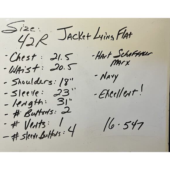 Hart Schaffner Marx 42R Basic Navy Blue Blazer Sport Coat Suit Jacket - Picture 9 of 15